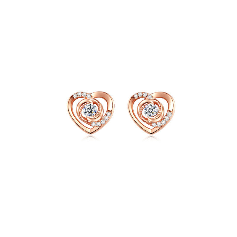 Cute Heart Shape Sterling Sliver Earring Studs