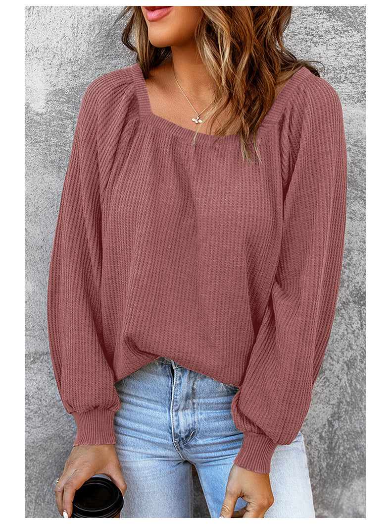 Casual Square Neckline Knitted Women Tops