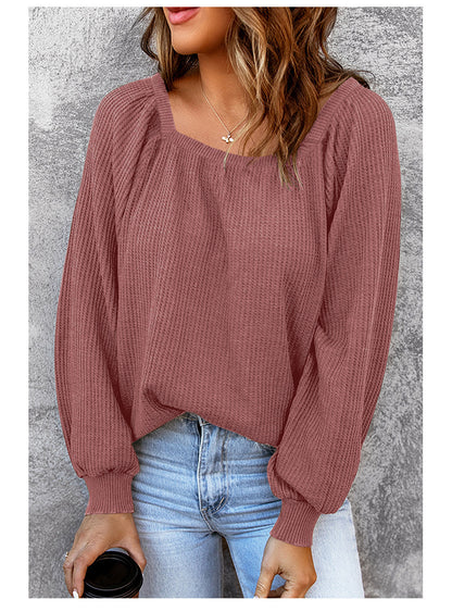 Casual Square Neckline Knitted Women Tops