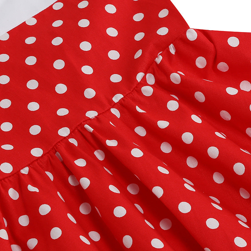 Vintage Dot Print Halter Dresses for Kids