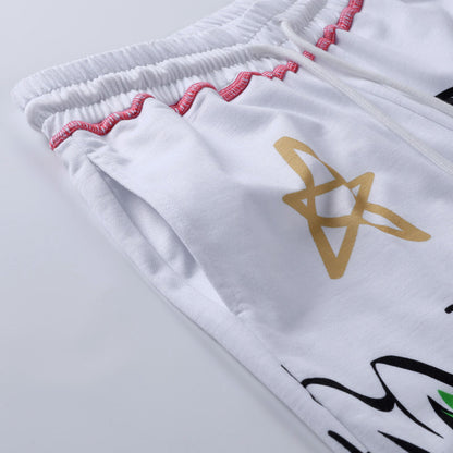 Casual Graffiti Print Wide Legs Pants for Women