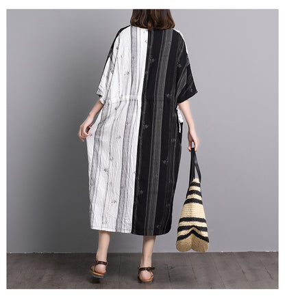 Summer Linen Plus Sizes Women Midi Dresses