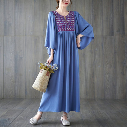 Vintage Embroidery Summer Plus Sizes Long Dresses