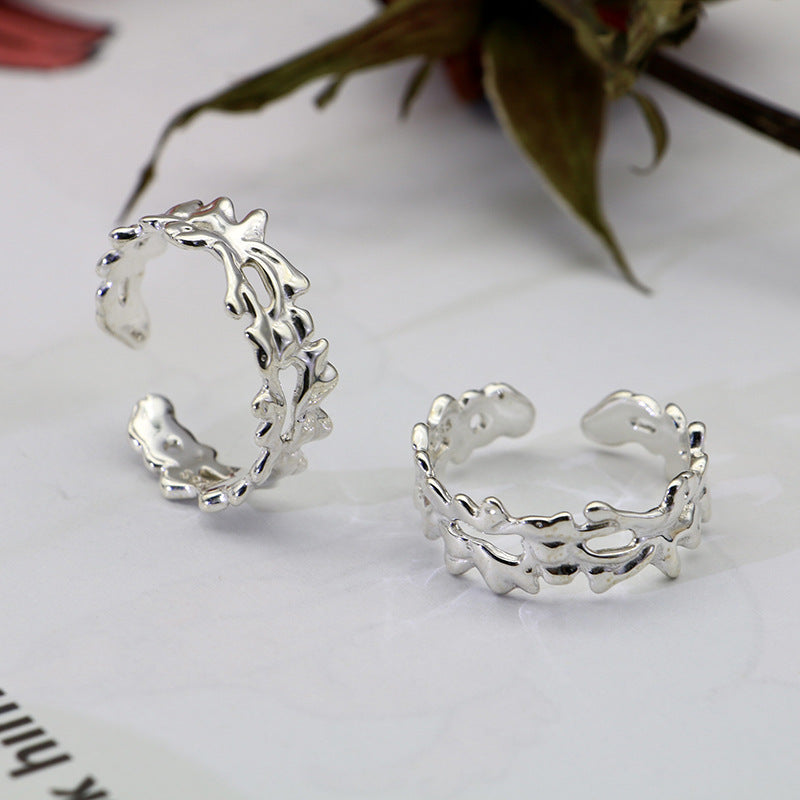 Luxury Irregular Open End Sterling Silver Rings