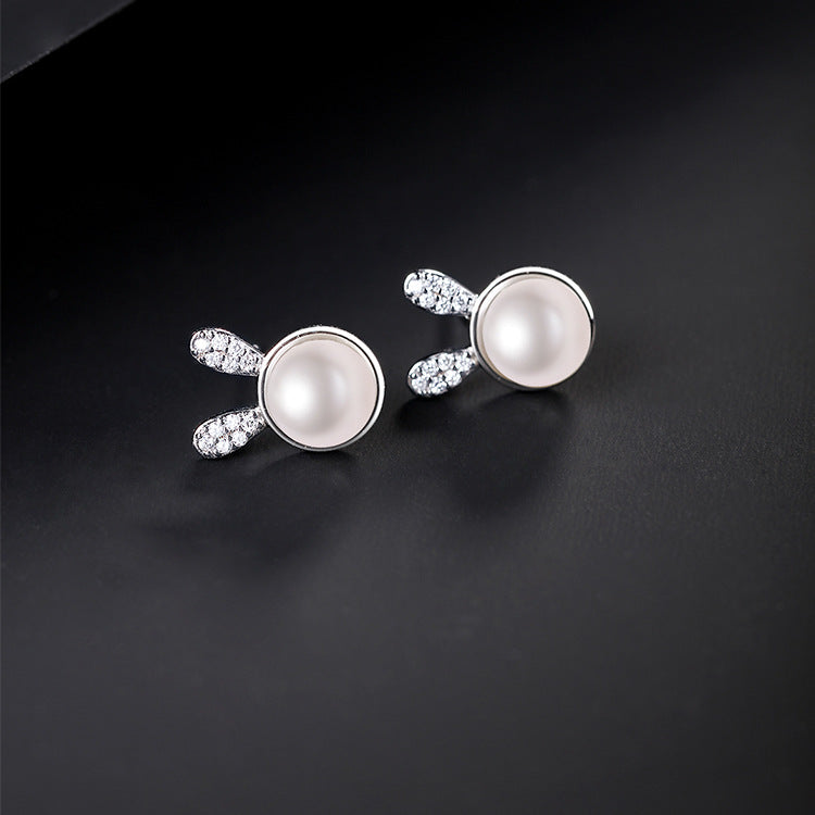 Desined Pearl Sterling Silver Earrings Studs for Women