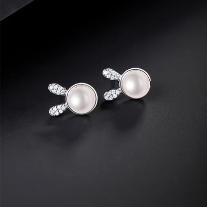 Desined Pearl Sterling Silver Earrings Studs for Women