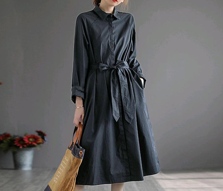 Women Slim Waist Flong Midi Length Fall Overcoat-STYLEGOING