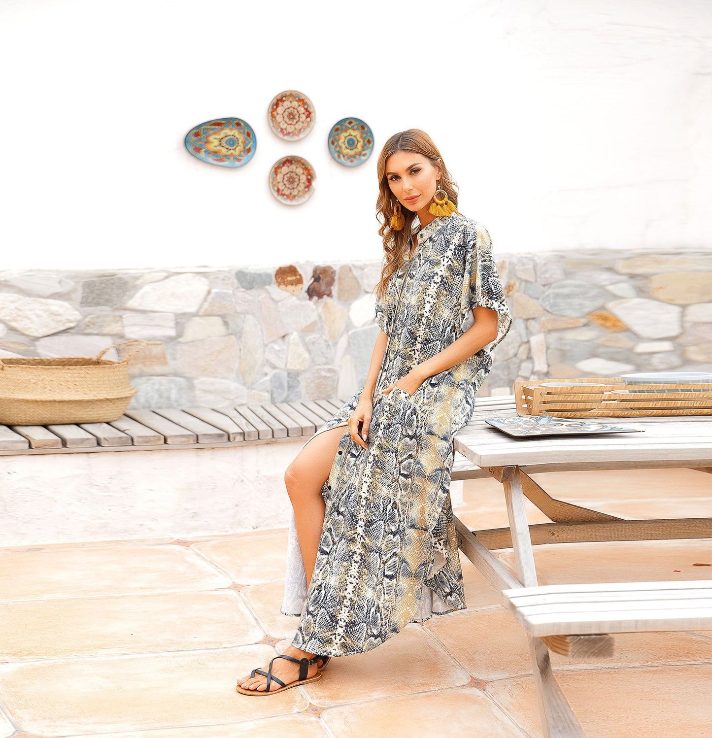 Women Summer Beach Loose Holiday Dresses-STYLEGOING