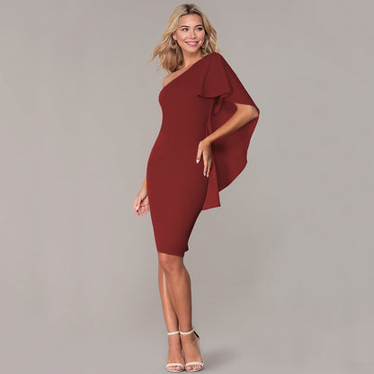 Sexy One Shoulder Ruffled Women Mini Dresses