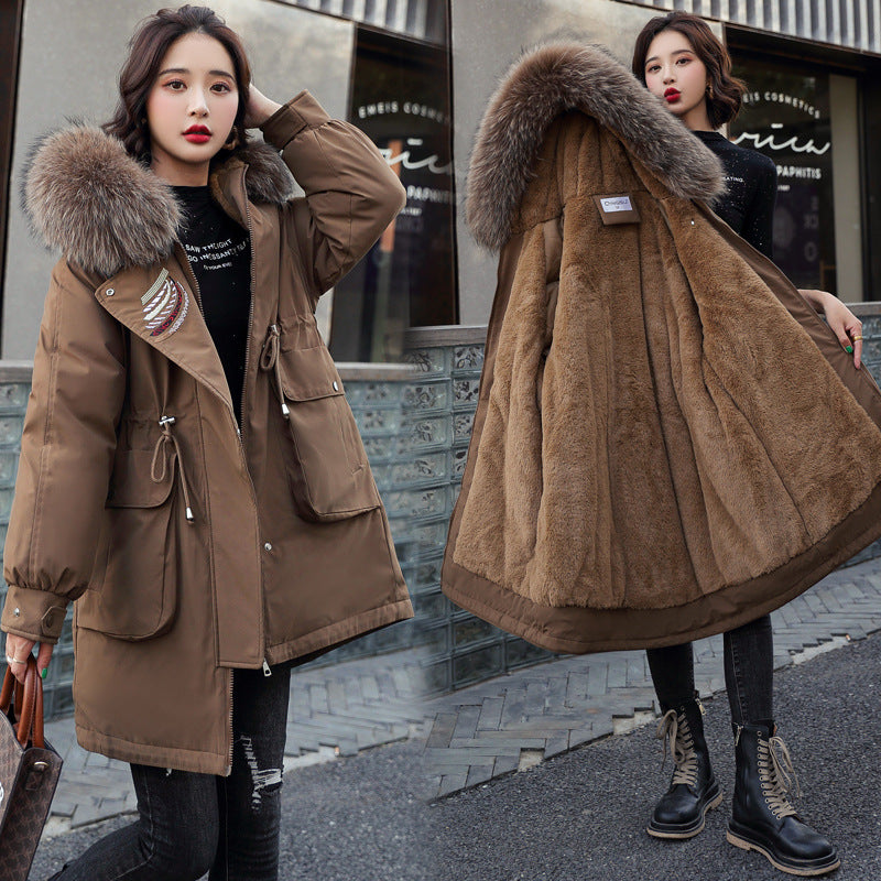 Warm Thick Velvet Plus Sizes Winter Outerwear for Women