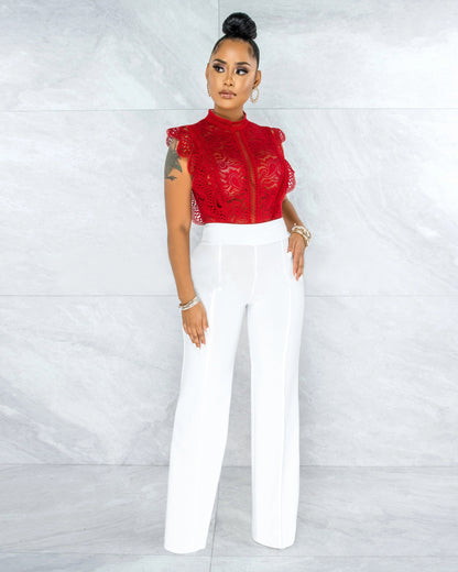 Sexy Back Zippered Wide Legs Pants