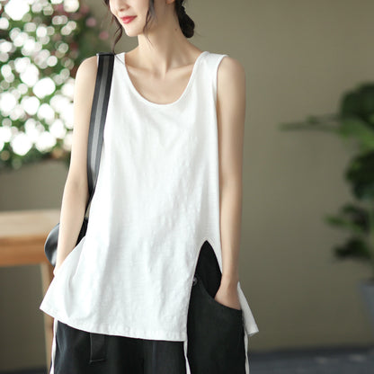 Vintage Cotton Sleeveless Women Crop Tops