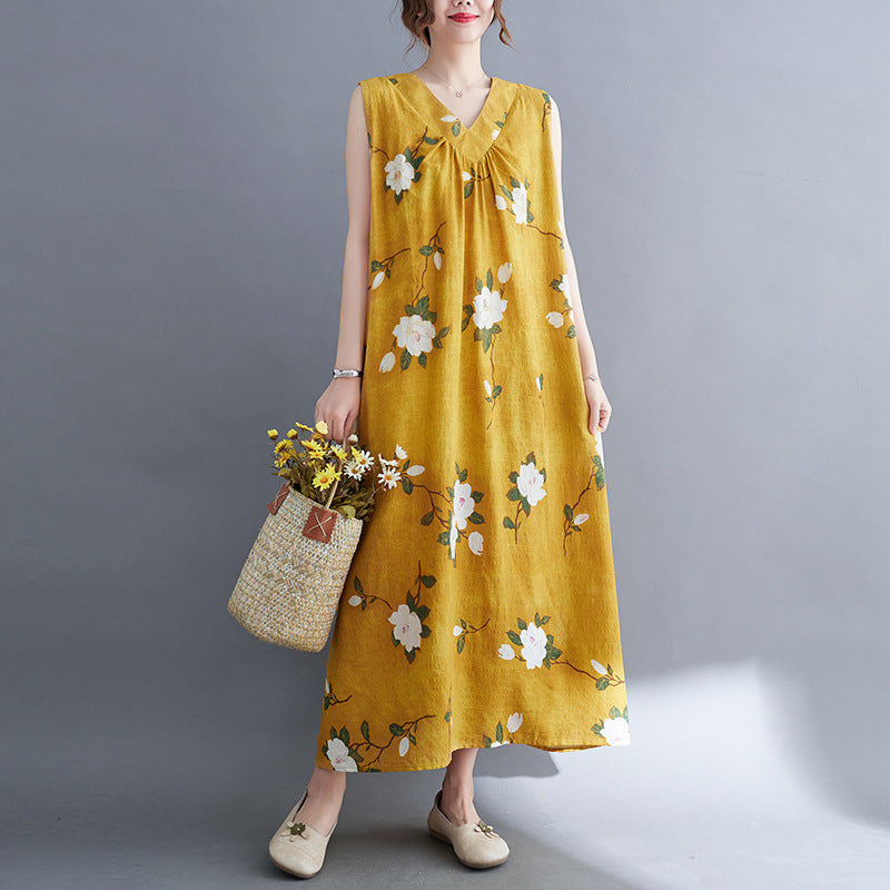 Casual Summer Linen Plus Sizes Sleeveless Dresses