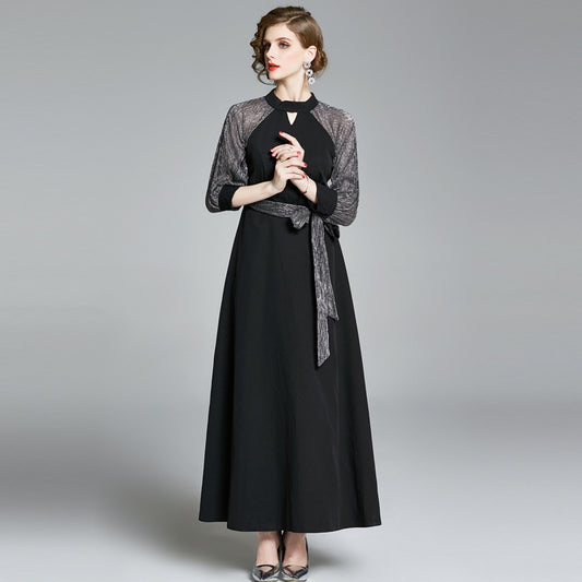 Elegant Office Lady Black Long Dresses