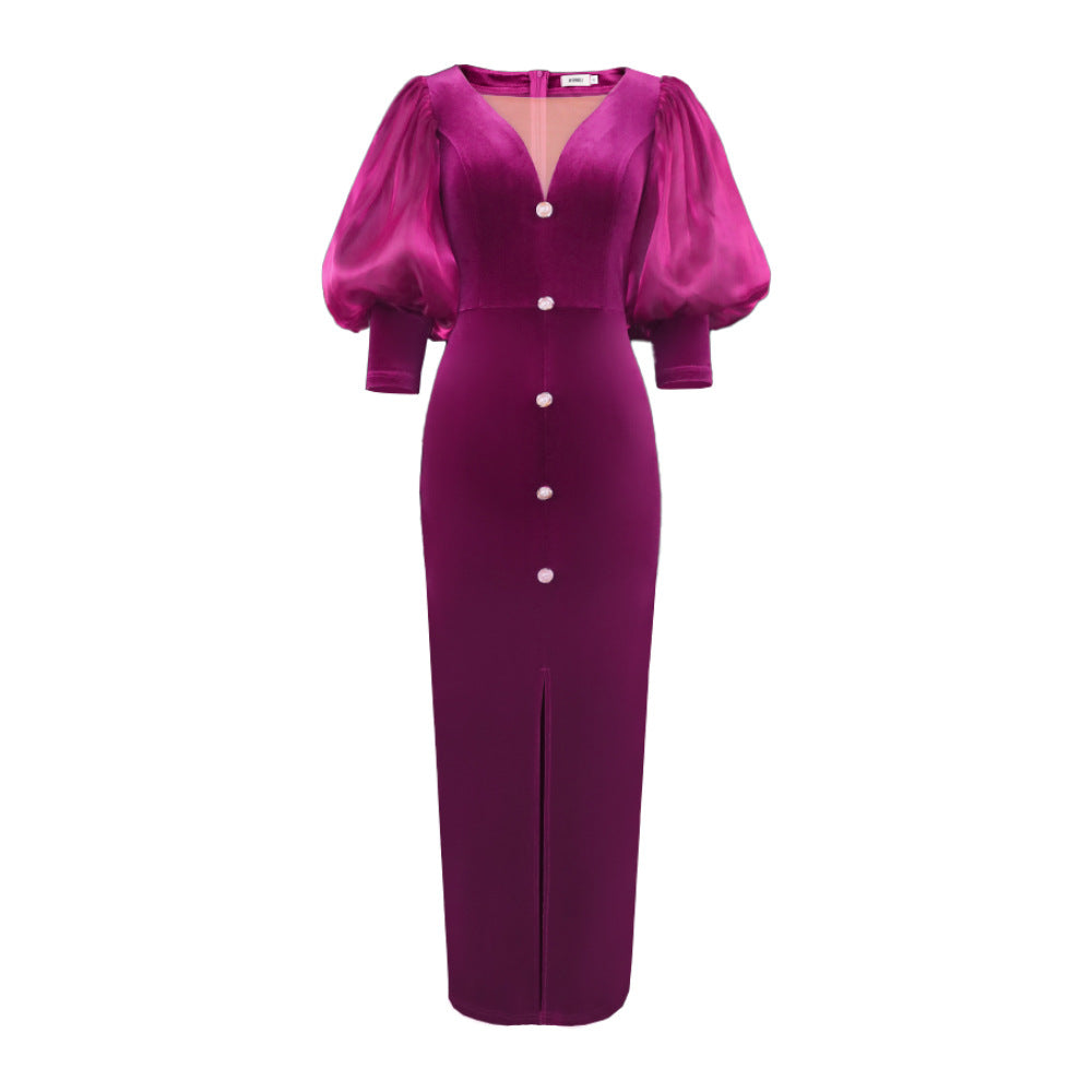 Vintage Split Front Lady Party Dresses