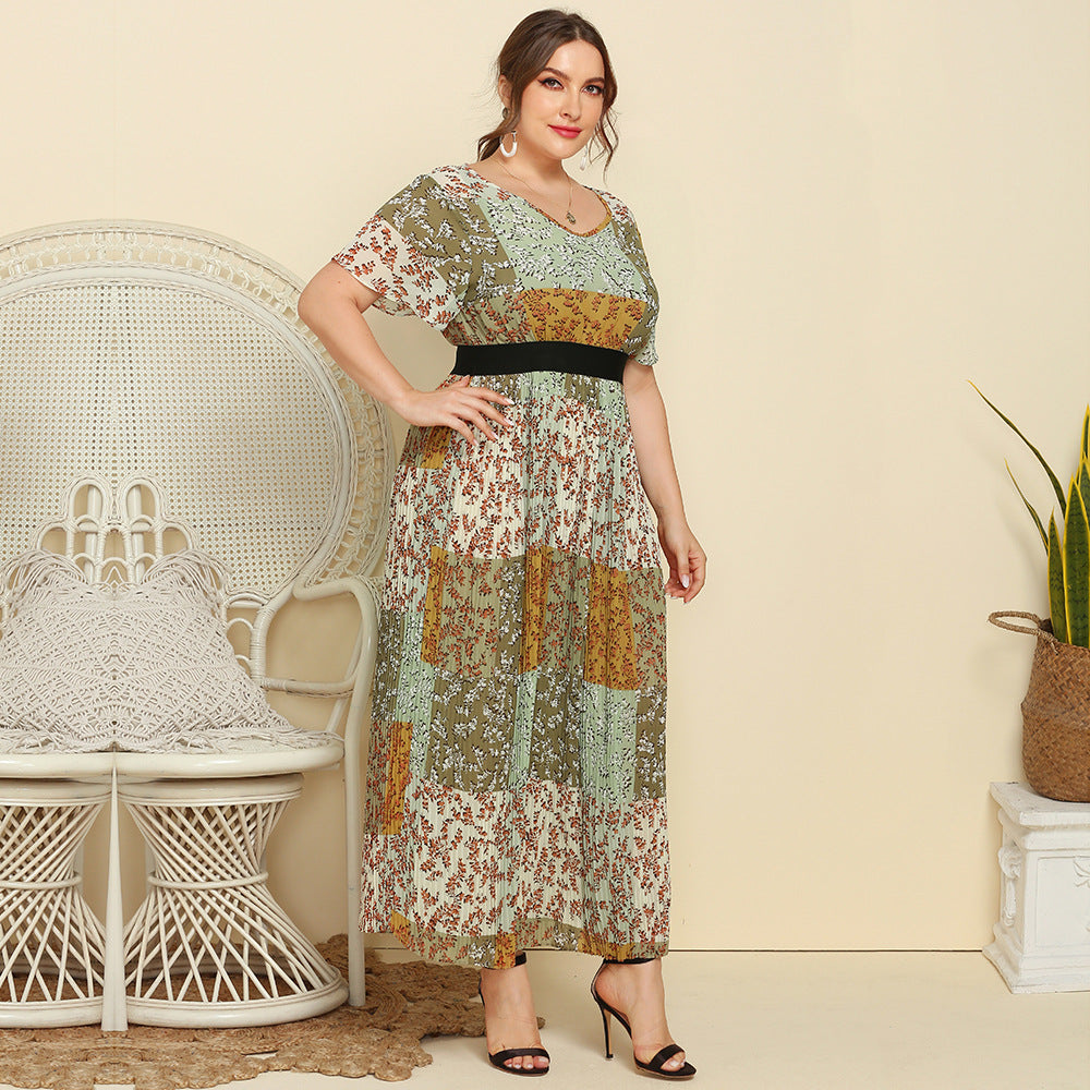 Summer Leisure Short Sleeves Women Plus Sizes Dresses