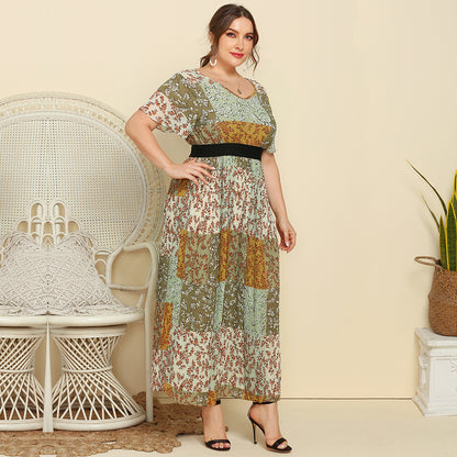 Summer Leisure Short Sleeves Women Plus Sizes Dresses