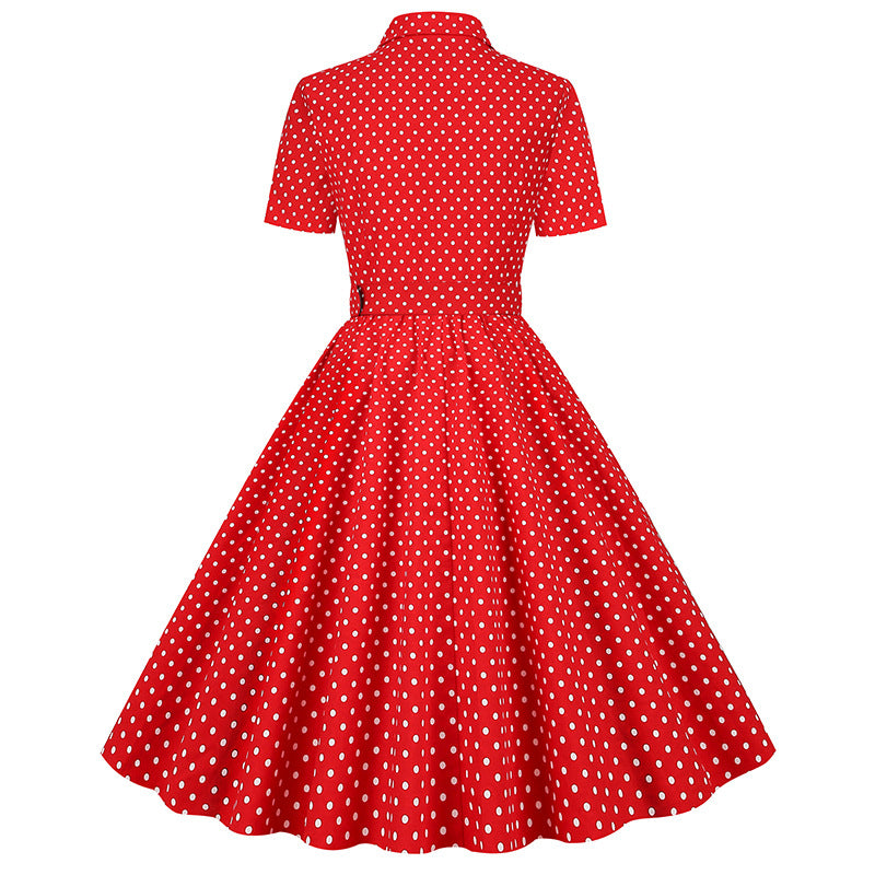 Vintage Polka Dot Short Sleeves Dresses