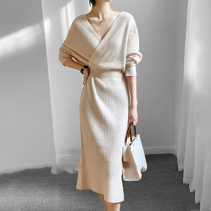 Sexy V Neck Sheath Knitted Dresses for Women