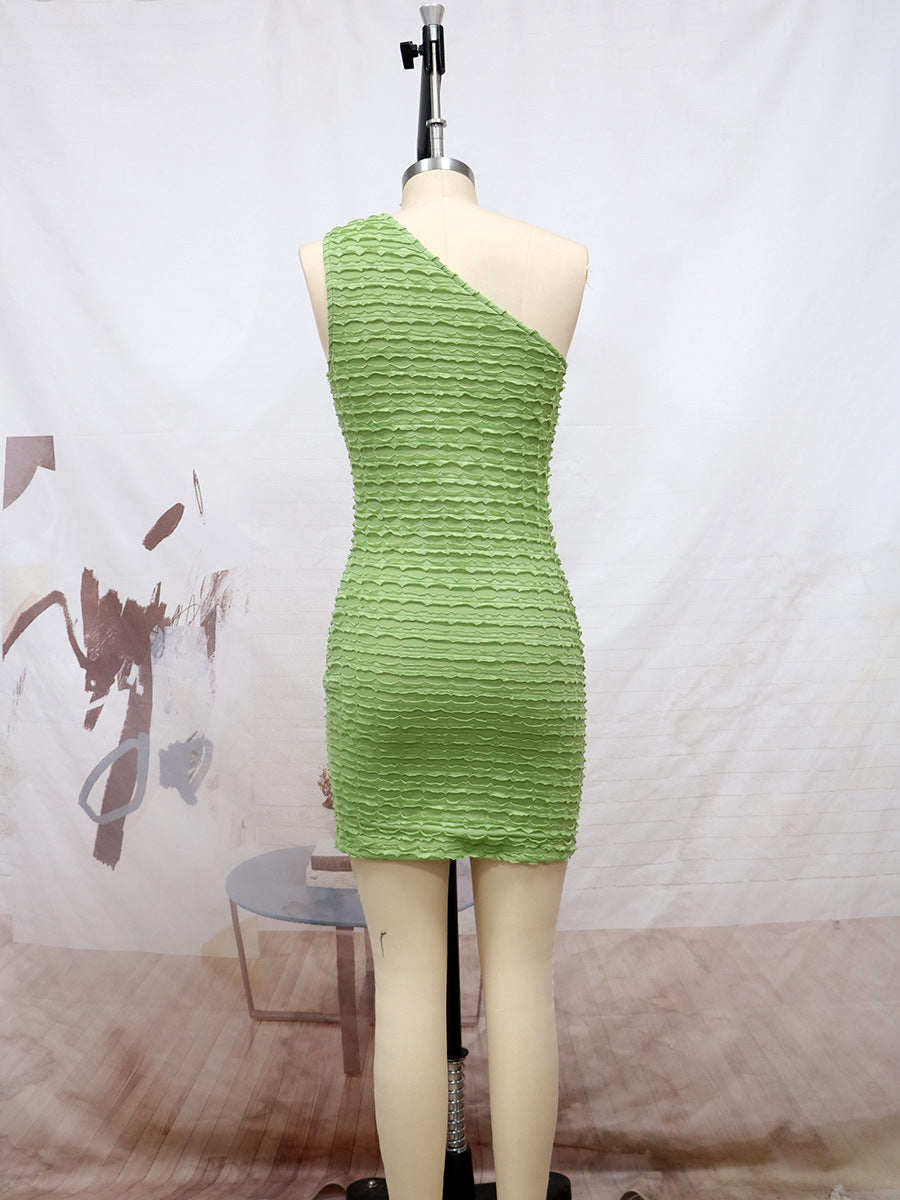 Sexy Green One Shoulder Sheath Dresses