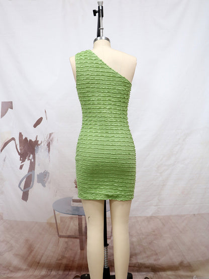 Sexy Green One Shoulder Sheath Dresses