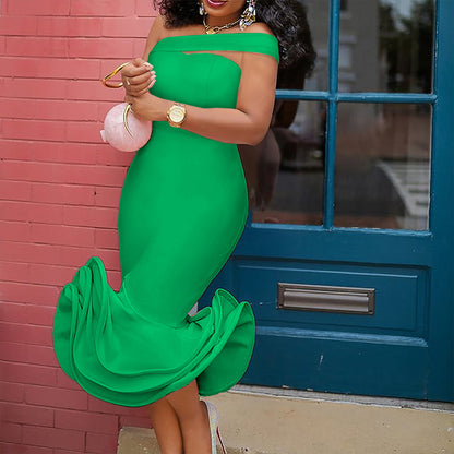Sexy One Shoulder Mermaid Evening Party Dresses