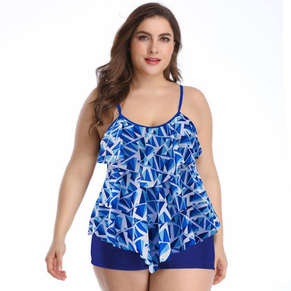 Ruffled Floral Print Plus Size Swimsuits-STYLEGOING