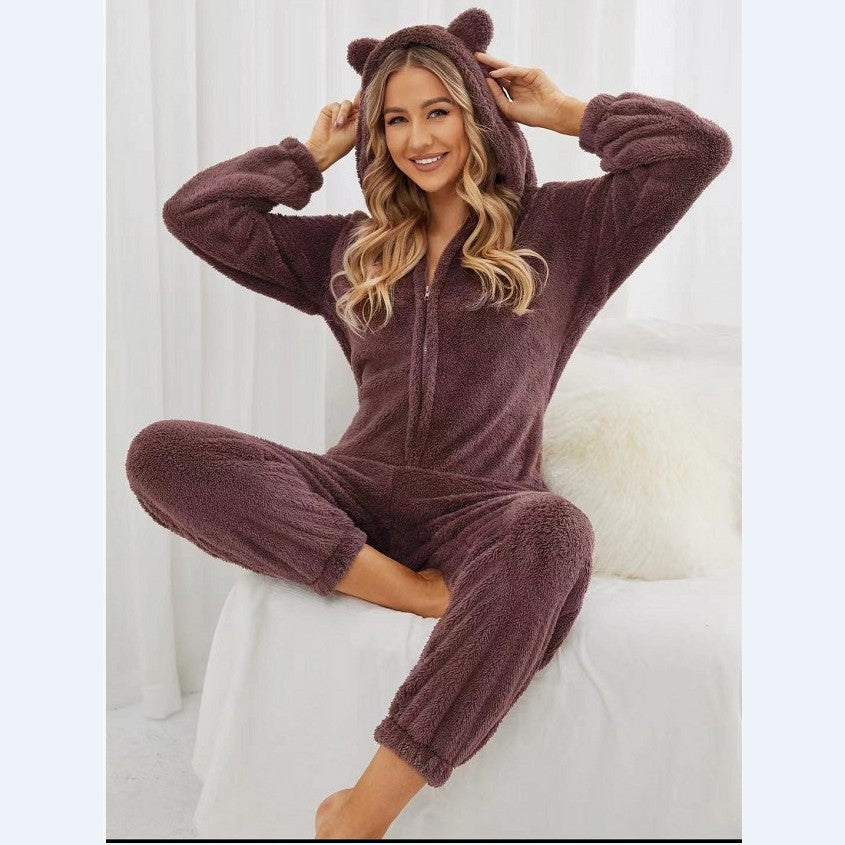Plus Sizes Women Fleece Jumpsuits Sleepwear