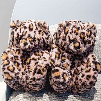 Winter Teddy Bear Plush Slippers