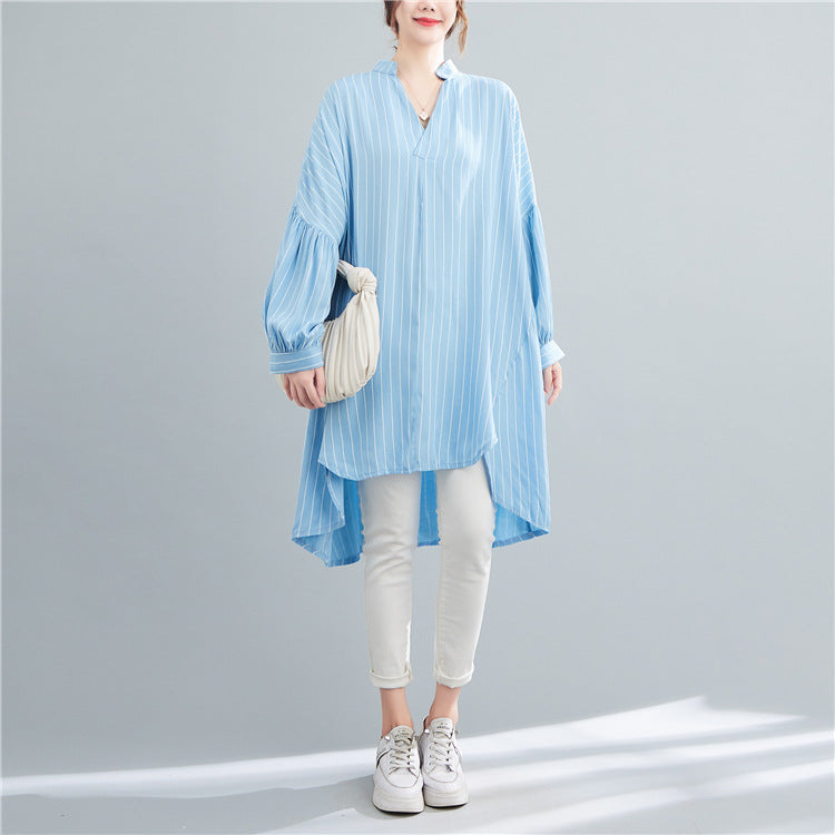 Designed Striped Long Shirts Dresses for Women