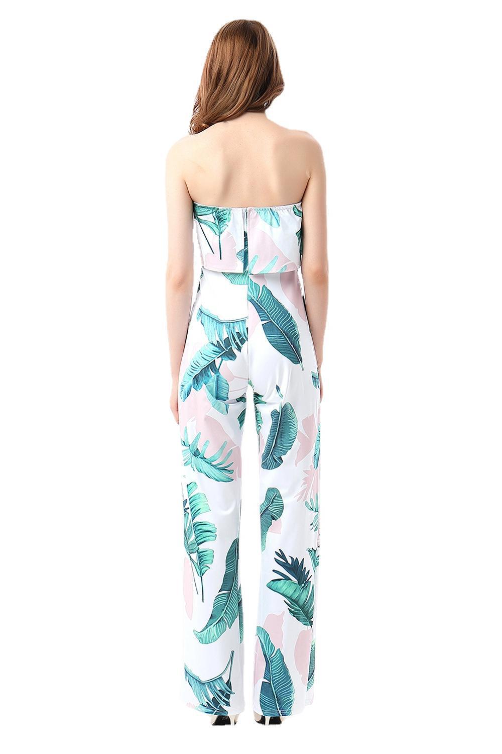 Fashion Off The Shoulder Floral Print Women Jumpsuits