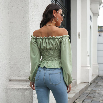 Sexy Off The Shoulder Chiffon Summer Long Sleeves Top