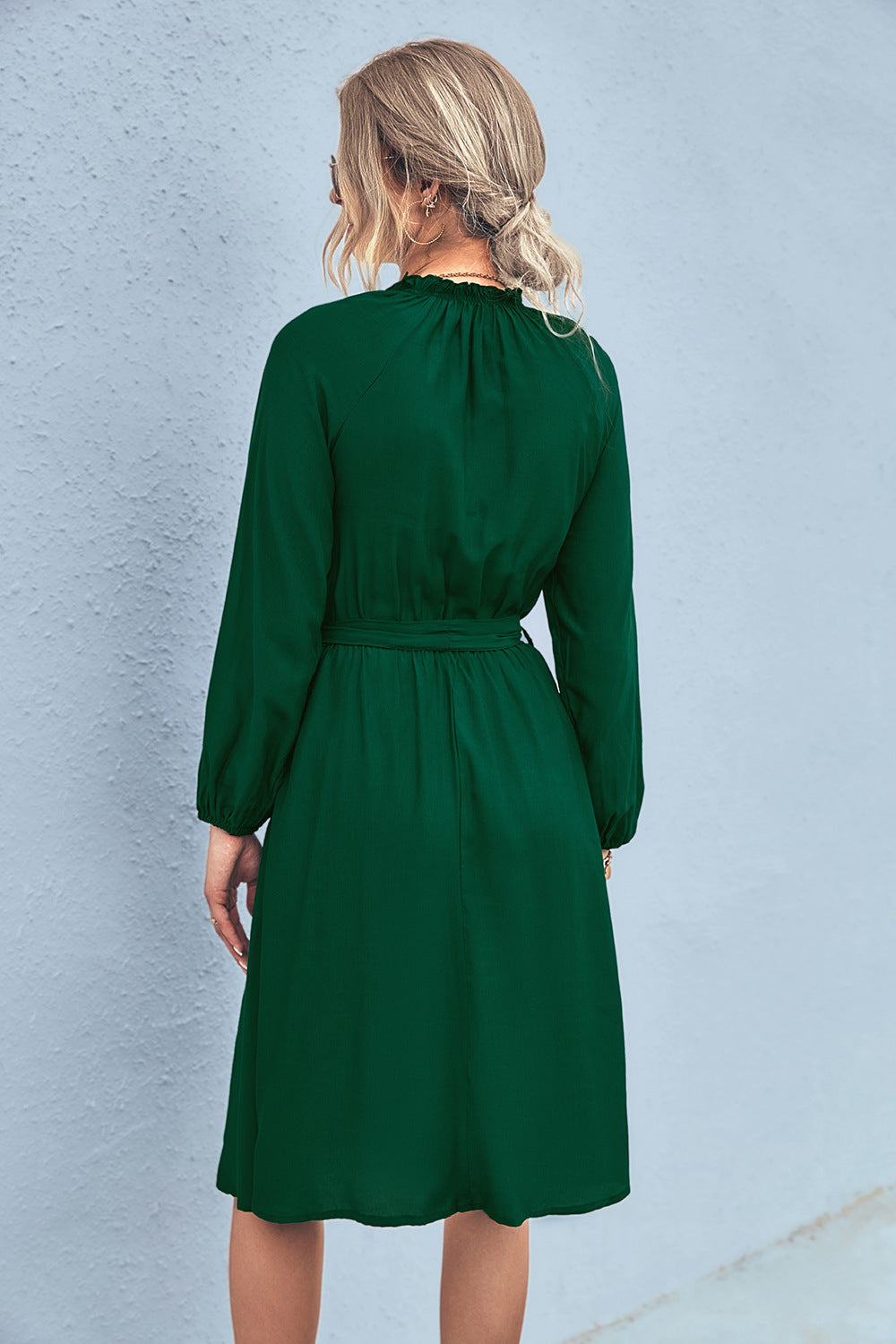 Elegant Long Sleeves Lace Up Women Dresses