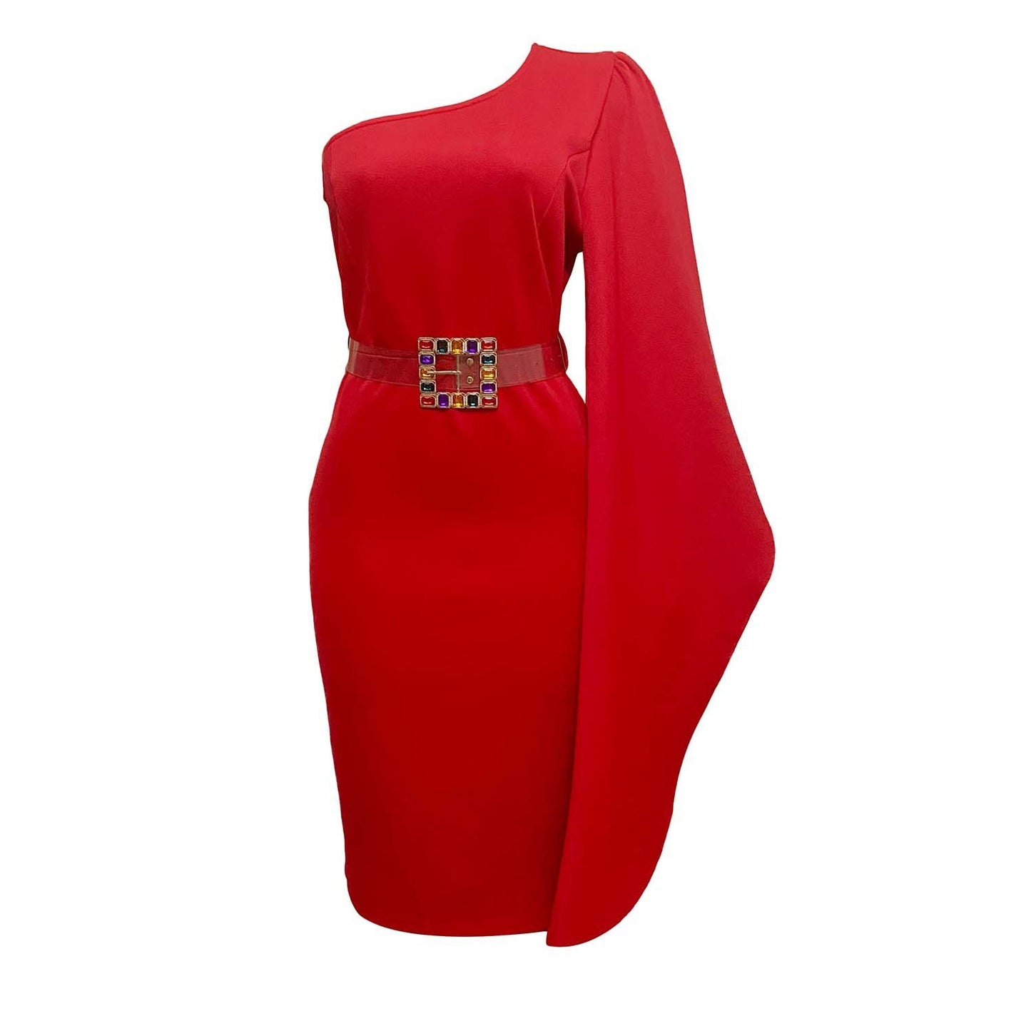 One Shoulder High Waist Plus Sizes Sexy Women Dresses-STYLEGOING