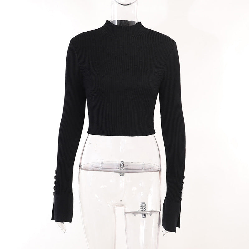 Elegant Turtleneck Short Knitted Tops
