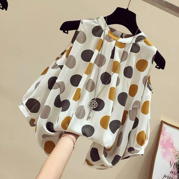 Polk Dot Chiffon Women Shirts Blouses