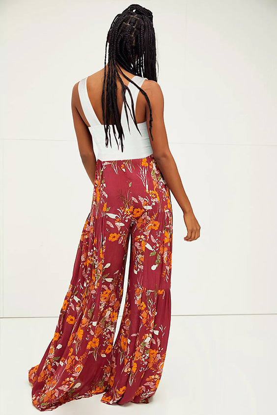 Casual Summer Floral Print Trumpet Pants for Women