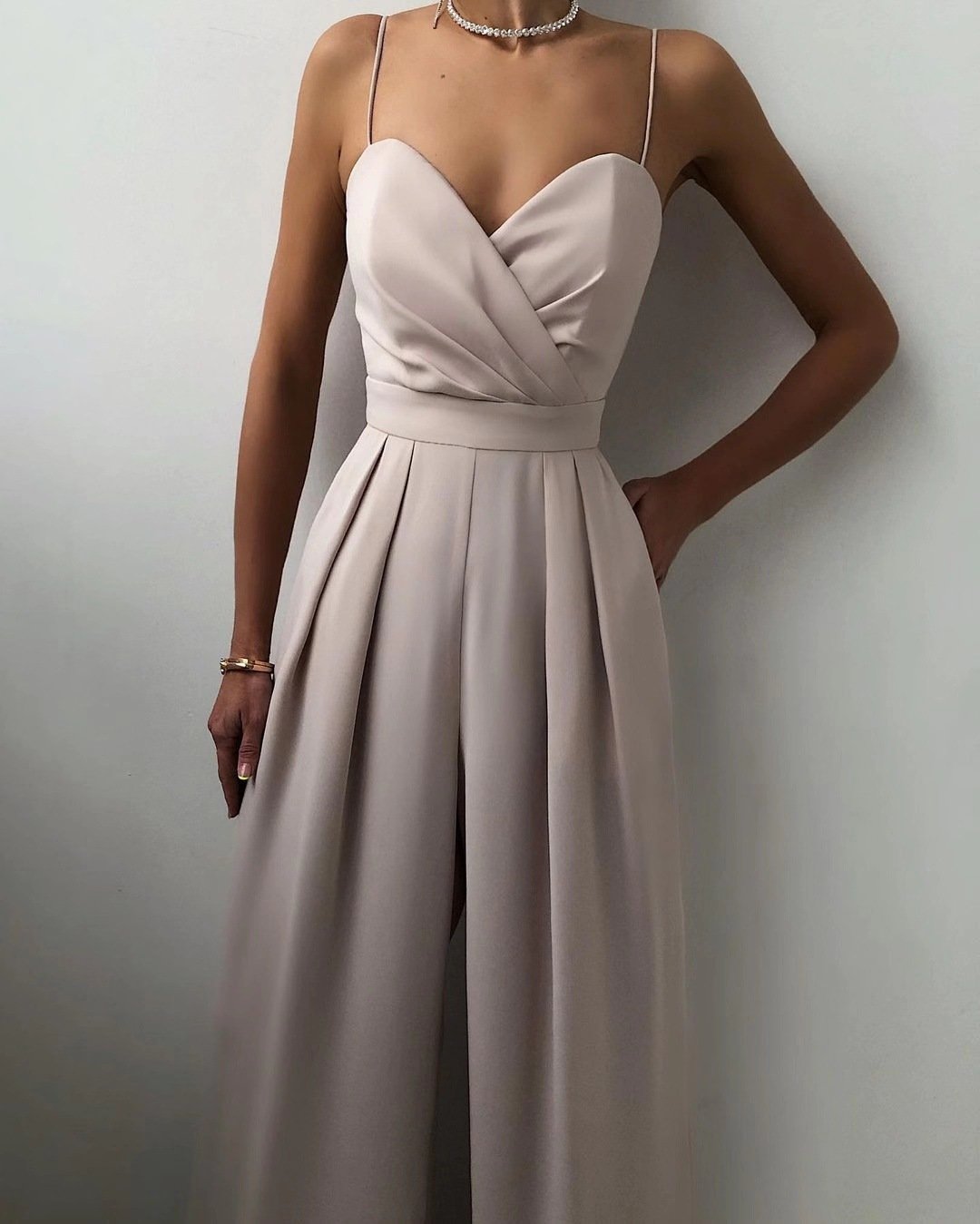 Sexy Slim Waist Loose Jumpsuits-Lotus Pink-S-Free Shipping at meselling99
