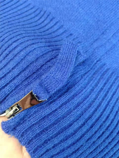 Casual Double Zippered Short Knitting Hoodies Sweaters