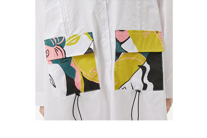 Designed Plus Sizes Long Sleeves Midi Shirts Dresses