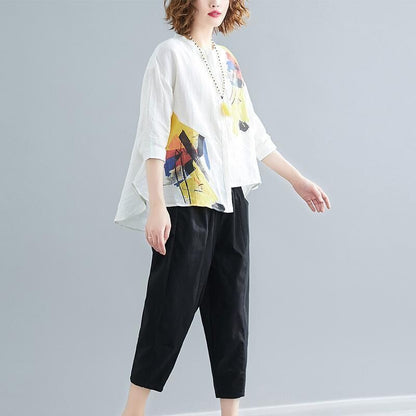 Women Chiffon Irregular Shirts and Harem Pants Summer Outfits