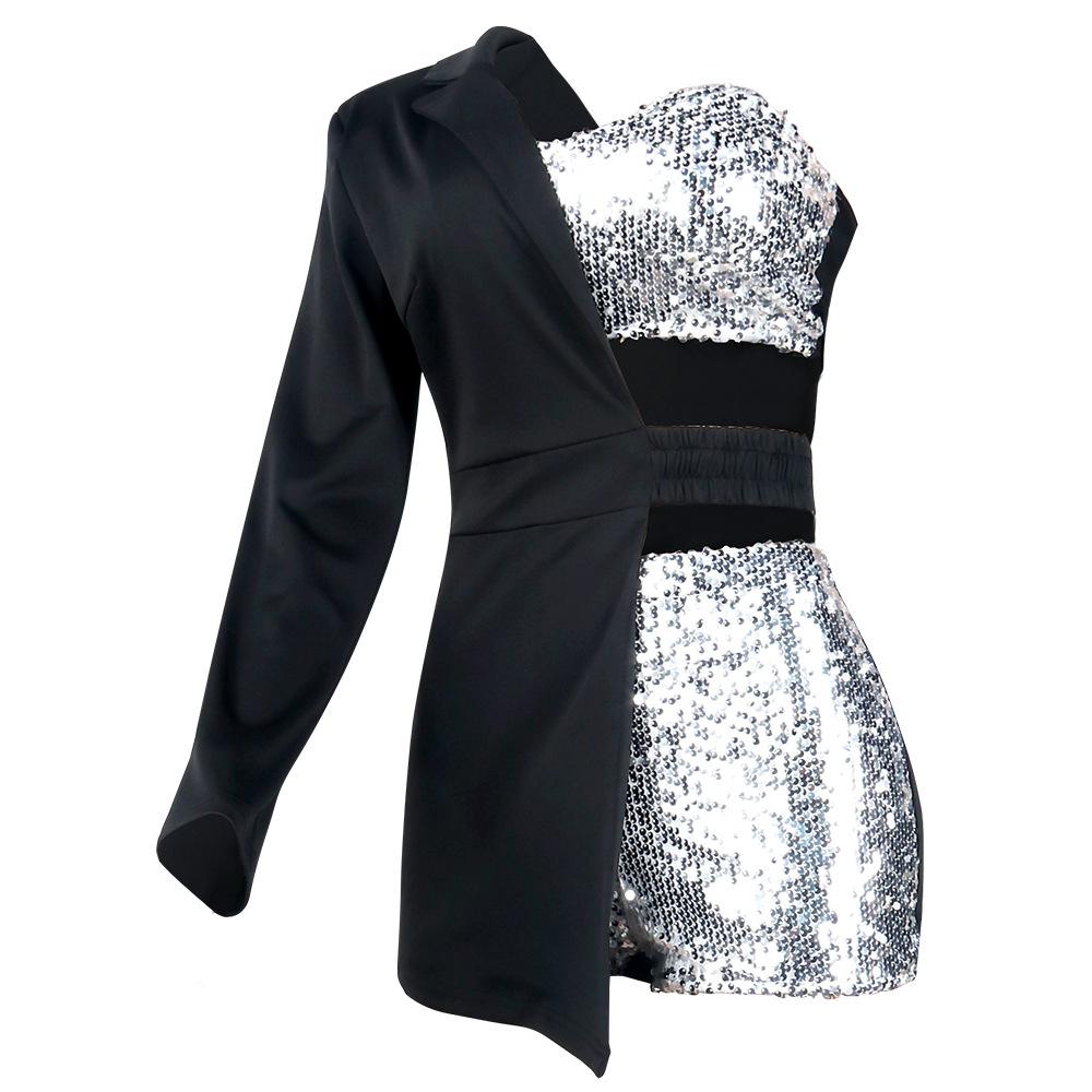 Sexy Bodycon Sequined 3pcs Short Dresses-STYLEGOING