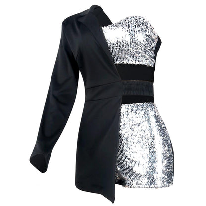 Sexy Bodycon Sequined 3pcs Short Dresses-STYLEGOING