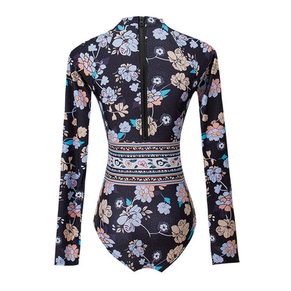 Women Long Sleeves Floral Print Surf Wear