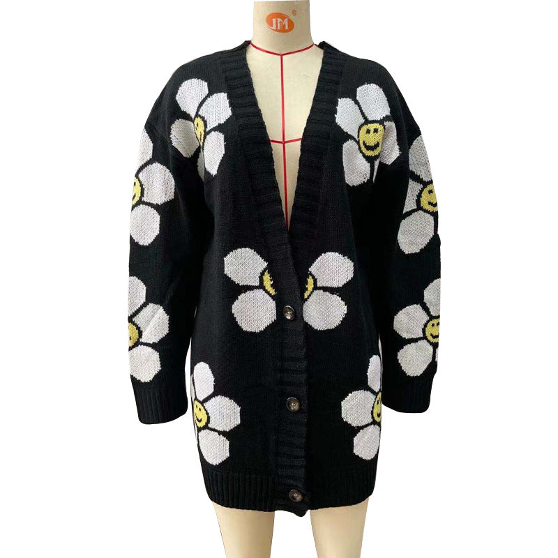 Casual Sweetheart Flower Knitting Cardigan Sweaters