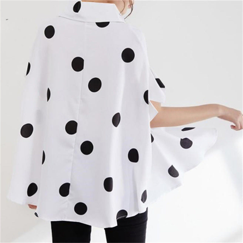 Casual Dot Print Short Sleeves Women Shirts