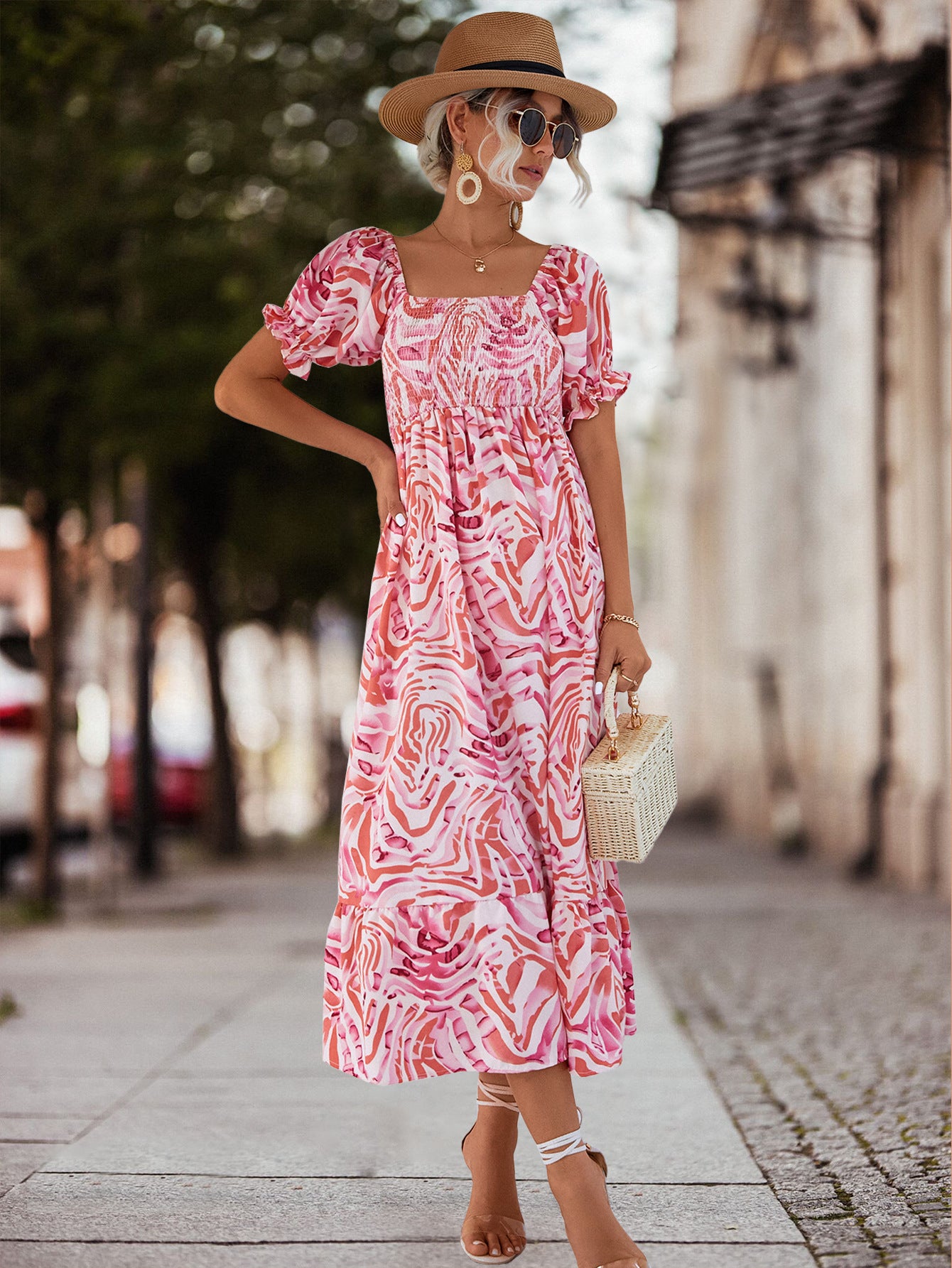 Casual Off The Shoulder Floral Print Summer Dresses