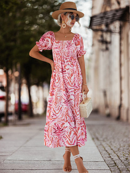 Casual Off The Shoulder Floral Print Summer Dresses