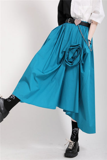 Casual 3D Flower Decoration Women Skirts