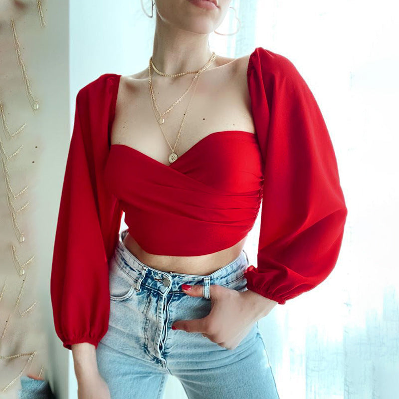 Sexy Square Neckline Backless Summer Women Tops